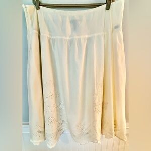 LAUREN by RALPH LAUREN Pearl Ivory Eyelet Midi Lined Skirt 22W